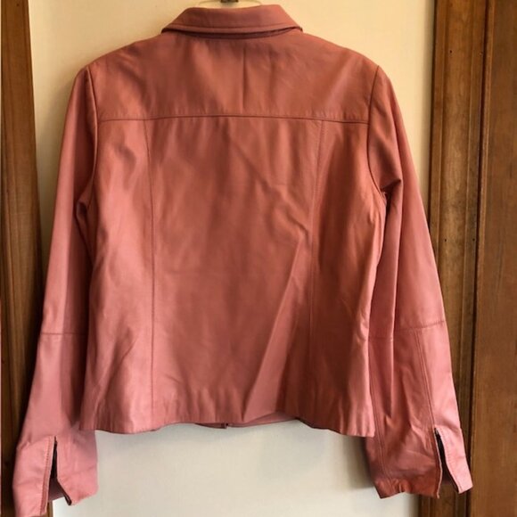 BUSHWACKER Leather Zip Front & Cuffs Pink Jacket Large Vintage - Picture 12 of 17